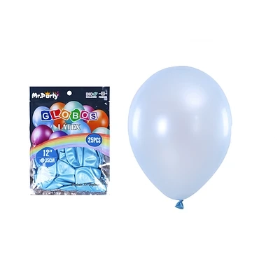 GLOBOS DE LATEX PERLADO CELESTE 35CM 25PCS - 2