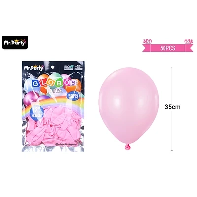 GLOBOS DE LATEX ROSA CLARO MATE 35CM 50PCS - 1