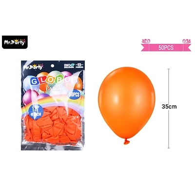 GLOBOS DE LATEX NARANJA MATE 35CM 50PCS - 1