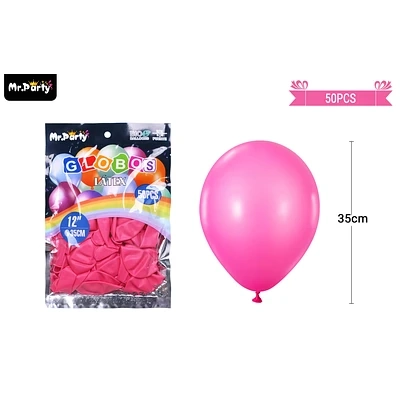 GLOBOS DE LATEX ROJO ROSA MATE 35CM 50PCS - 1