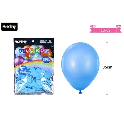 GLOBOS DE LATEX CELESTE MATE 35CM 50PCS - 1
