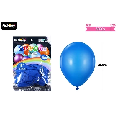 GLOBOS DE LATEX AZUL OSCURO MATE 35CM 50PCS - 1