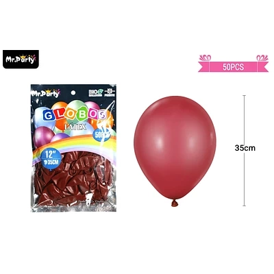 GLOBOS DE LATEX GRANATE MATE 35CM 50PCS - 1