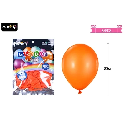 GLOBOS DE LATEX NARANJA MATE 35CM 25PCS - 1