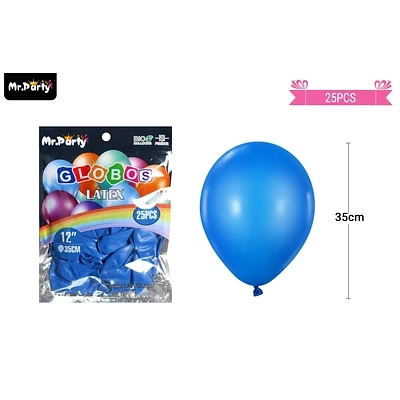 GLOBOS DE LATEX AZUL OSCURO MATE 35CM 25PCS - 1