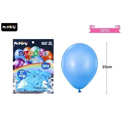 GLOBOS DE LATEX CELESTE MATE 35CM 25PCS - 1