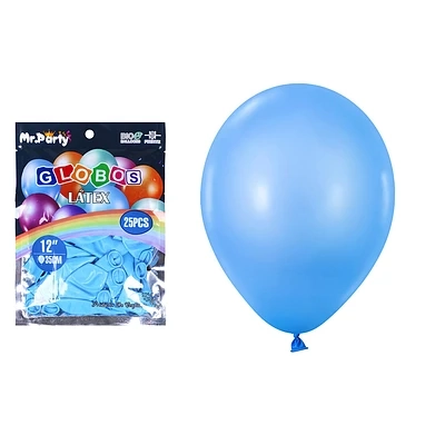 GLOBOS DE LATEX CELESTE MATE 35CM 25PCS - 2