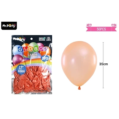 GLOBOS DE LATEX PERLADO DORADO ROSA 35CM 50PCS - 1