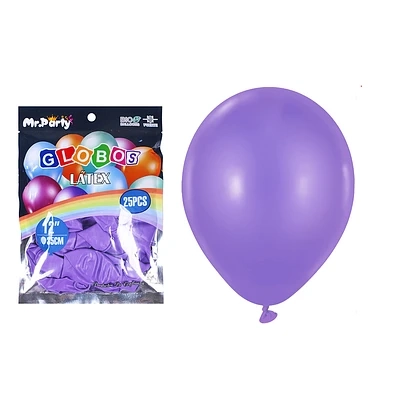 GLOBOS DE LATEX MORADO MATE 35CM 25PCS - 2
