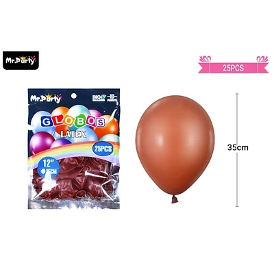 GLOBOS DE LATEX CAFE  MATE 35CM 25PCS - 1