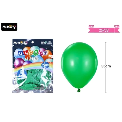 GLOBOS DE LATEX VERDE OSCURO MATE 35CM 25PCS - 1