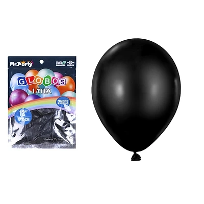 GLOBOS DE LATEX NEGRO MATE 35CM 25PCS - 2