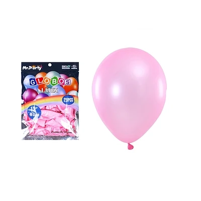 GLOBOS DE LATEX PERLADO ROSA CLARA 35CM 25PCS - 2
