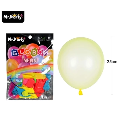 GLOBOS DE LATEX COLORES SURTIDOS FLUORESCENTE 25CM 25PCS - 1