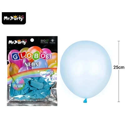 GLOBOS DE LATEX AZUL FLUORESCENTE 25CM 25PCS - 1