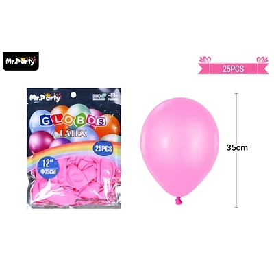 GLOBOS DE LATEX ROSA OSCURA MATE 35CM 25PCS - 1