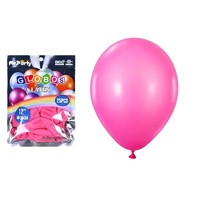 GLOBOS DE LATEX ROJO ROSA MATE 35CM 25PCS - 2
