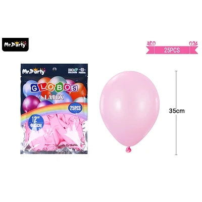 GLOBOS DE LATEX ROSA CLARO MATE 35CM 25PCS - 1