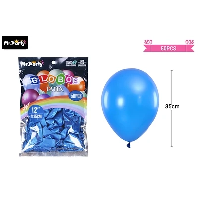 GLOBOS DE LATEX PERLADO AZUL OSCURO 35CM 50PCS - 1