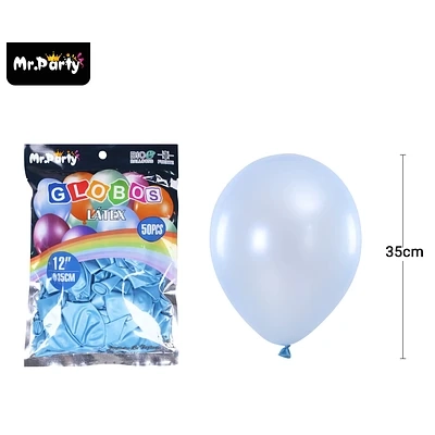 GLOBOS DE LATEX PERLADO CELESTE 35CM 50PCS - 1