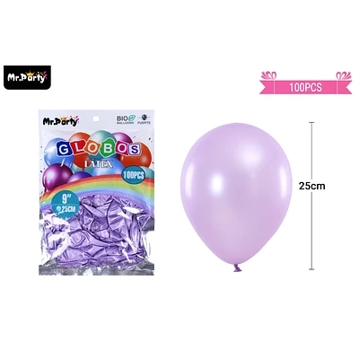 GLOBOS DE LATEX PERLADO LILA 25CM 100PCS - 1