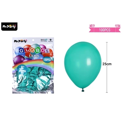 GLOBOS DE LATEX PERLADO VERDE OSCURO 25CM 100PCS - 1