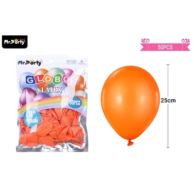 GLOBOS DE LATEX NARANJA MATE 25CM 50PCS - 1