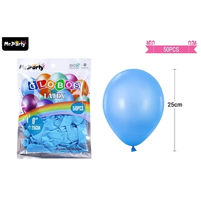 GLOBOS DE LATEX CELESTE MATE 25CM 50PCS - 1