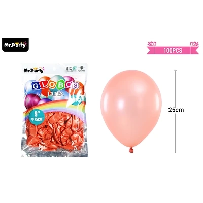 GLOBOS DE LATEX PERLADO DORADO ROSA 25CM 100PCS - 1