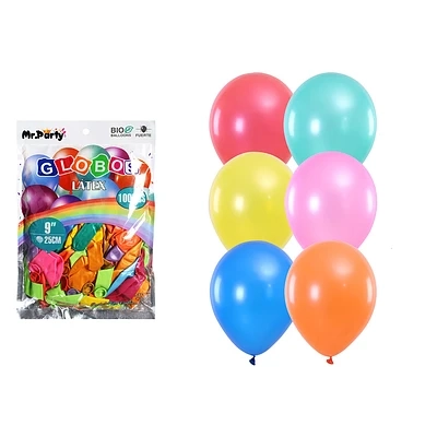 GLOBOS DE LATEX PERLADO COLORES SURTIDOS 25CM 100PCS - 1
