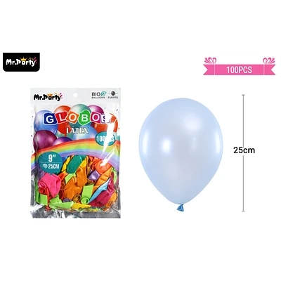 GLOBOS DE LATEX PERLADO COLORES SURTIDOS 25CM 100PCS - 2
