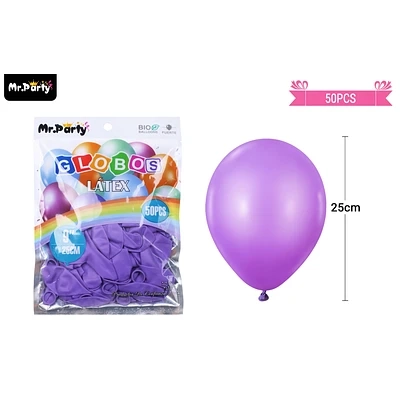 GLOBOS DE LATEX MORADO MATE 25CM 50PCS - 1