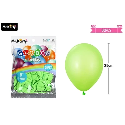 GLOBOS DE LATEX VERDE MATE 25CM 50PCS - 1