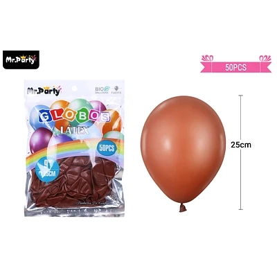 GLOBOS DE LATEX CAFE  MATE 25CM 50PCS - 1