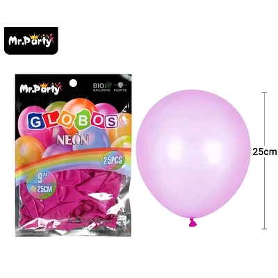 GLOBOS DE LATEX VIOLETA FLUORESCENTE 25CM 25PCS - 1