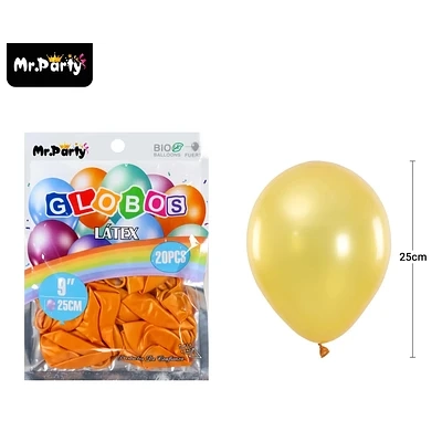 GLOBOS DE LATEX PERLADO DORADO CLARO 25CM 20PCS - 1