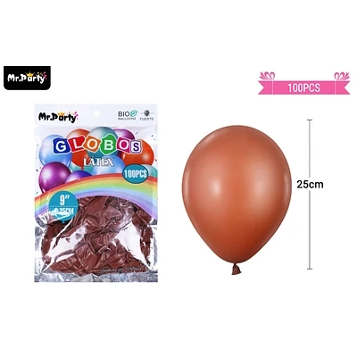 GLOBOS DE LATEX CAFE  MATE 25CM 100PCS - 1