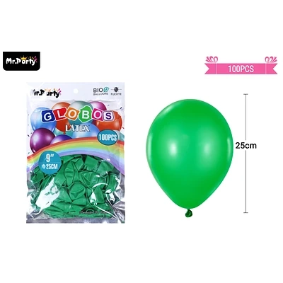 GLOBOS DE LATEX VERDE OSCURO MATE 25CM 100PCS - 1