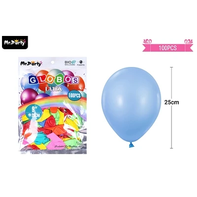 GLOBOS DE LATEX COLORES SURTIDOS MATE 25CM 100PCS - 1