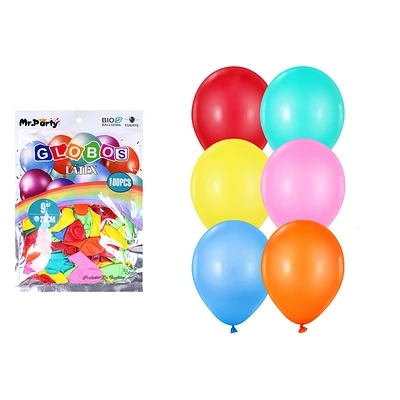 GLOBOS DE LATEX COLORES SURTIDOS MATE 25CM 100PCS - 2