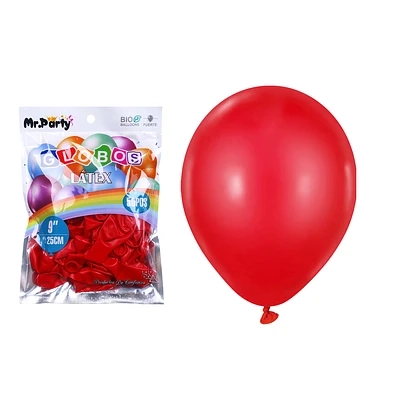 GLOBOS DE LATEX ROJO MATE 25CM 50PCS - 2