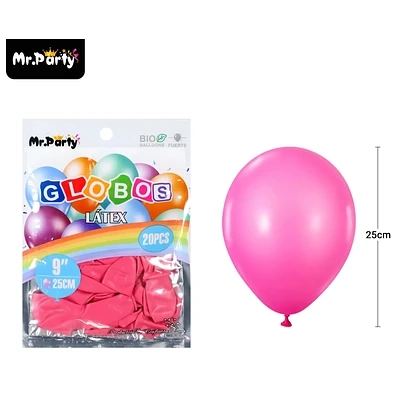 GLOBOS DE LATEX ROJO ROSA MATE 25CM 20PCS - 1