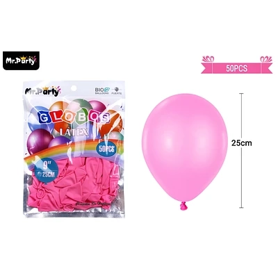 GLOBOS DE LATEX ROSA OSCURA MATE 25CM 50PCS - 1