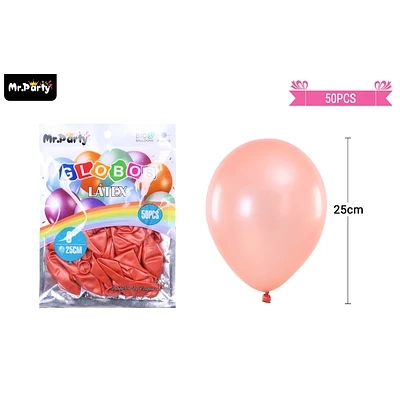 GLOBOS DE LATEX PERLADO DORADO ROSA 25CM 50PCS - 1