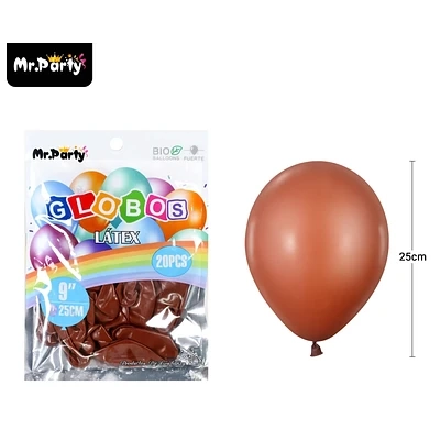 GLOBOS DE LATEX CAFE  MATE 25CM 20PCS - 1