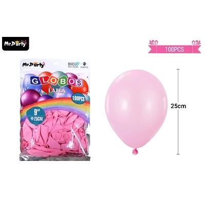 GLOBOS DE LATEX ROSA MATE 25CM 100PCS - 1