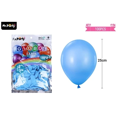 GLOBOS DE LATEX CELESTE MATE 25CM 100PCS - 1