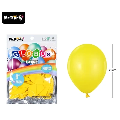 GLOBOS DE LATEX AMARILLO MATE 25CM 20PCS - 1