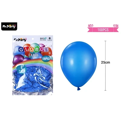 GLOBOS DE LATEX AZUL OSCURO MATE 25CM 100PCS - 1