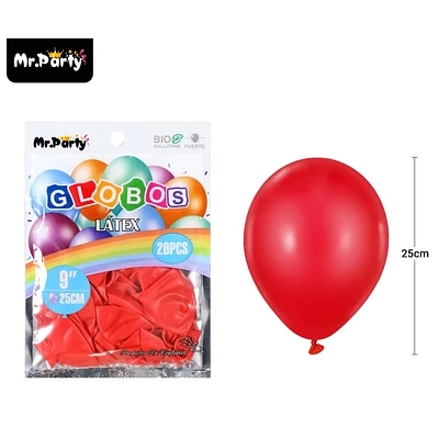 GLOBOS DE LATEX ROJO MATE 25CM 20PCS - 1